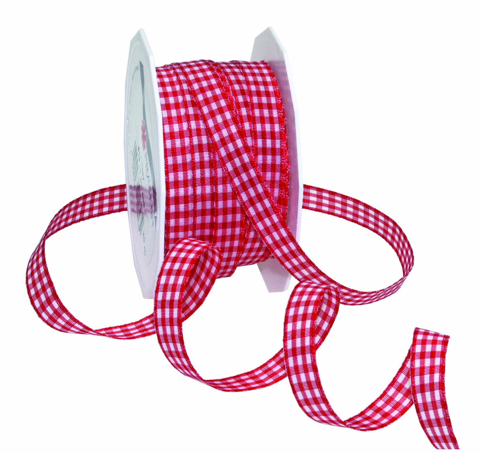 Präsent 1-Piece 10 mm - 20 m Vichy Checked Taffeta, Red/ White