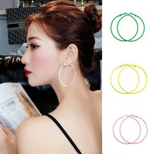 Hoop Earrings Girls Party Rave Funky Ladies Large Bright Neon 1980's Retro New.