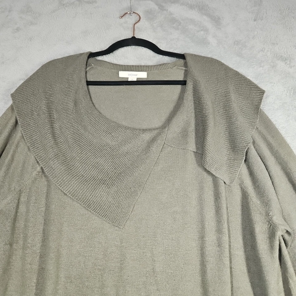 Sejour раздельный капот шаль воротник Lgtwgt мягкий длинный свитер оливковый плюс размер 3 X - Изображение 4 из 4