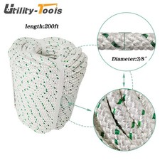 3/8" 200' Double Braid Polyester Rope 1544Lbs Breaking Strength Bull Rope