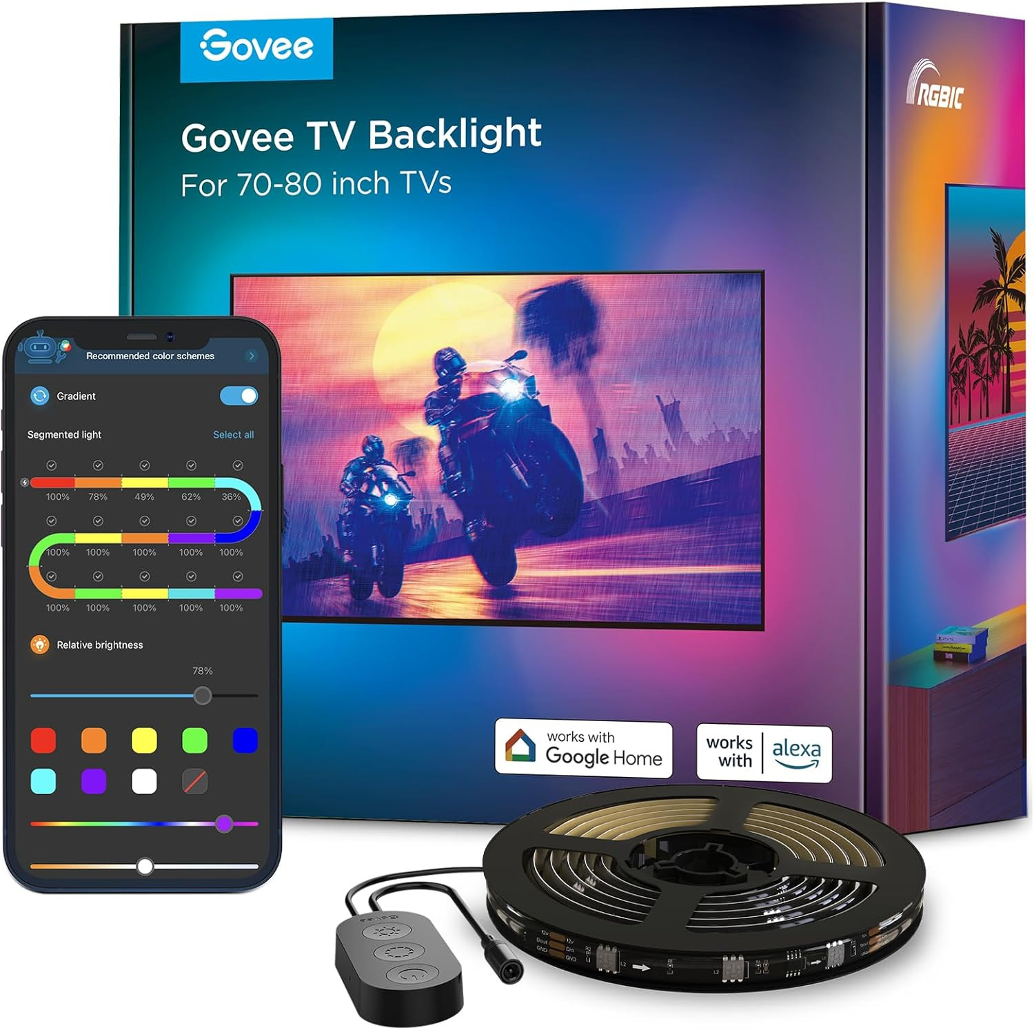 Illuminazione Ambientale TV 4.6M RGBIC per Grandi Schermi 70-80"