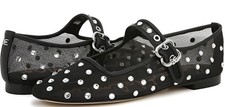 Sam Edelman Women's Michaela Stud Black Glitz Mesh Flats NW/OB 9.5M