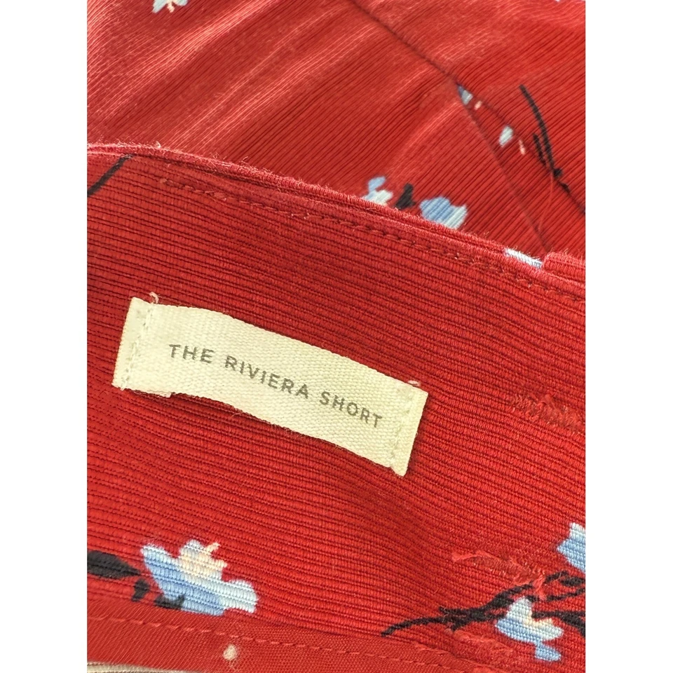 Ann Taylor LOFT Riviera Floral Shorts Red Blue White Bow Belt Womens Size 2P - Image 4 of 4