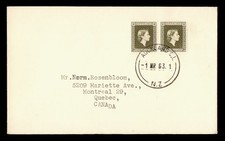 DR WHO 1963 NEW ZEALAND FDC? OFFICIAL QEII PAIR AUCKLAND TO CANADA M71511