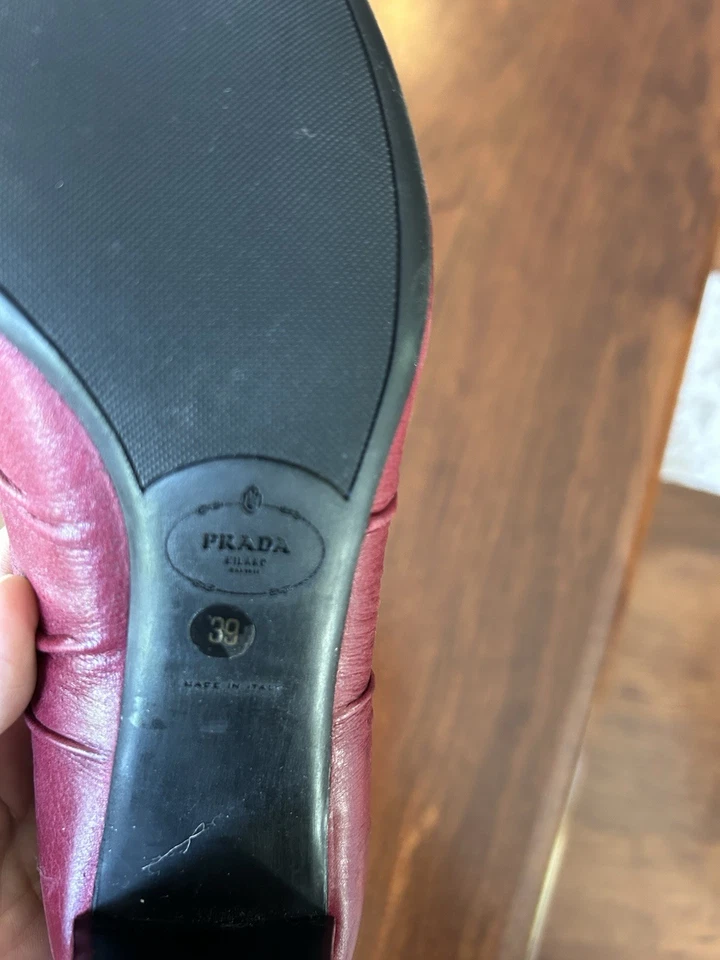 Zapatos de salón PRADA Borgoña Borgoña Tacón Redondo EU 37.5 US 7.5 para mujer’s Foto 4 de 4
