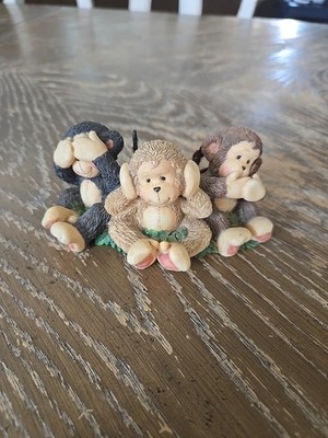 1998 Enesco Monkey See Monkey Do See No Evil Hear No Evil Speak No Evil #502529