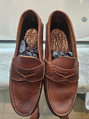 Bills Khakis Bison Leather Penny Loafer Moccasin Light Saddle shoes USA  11.5D