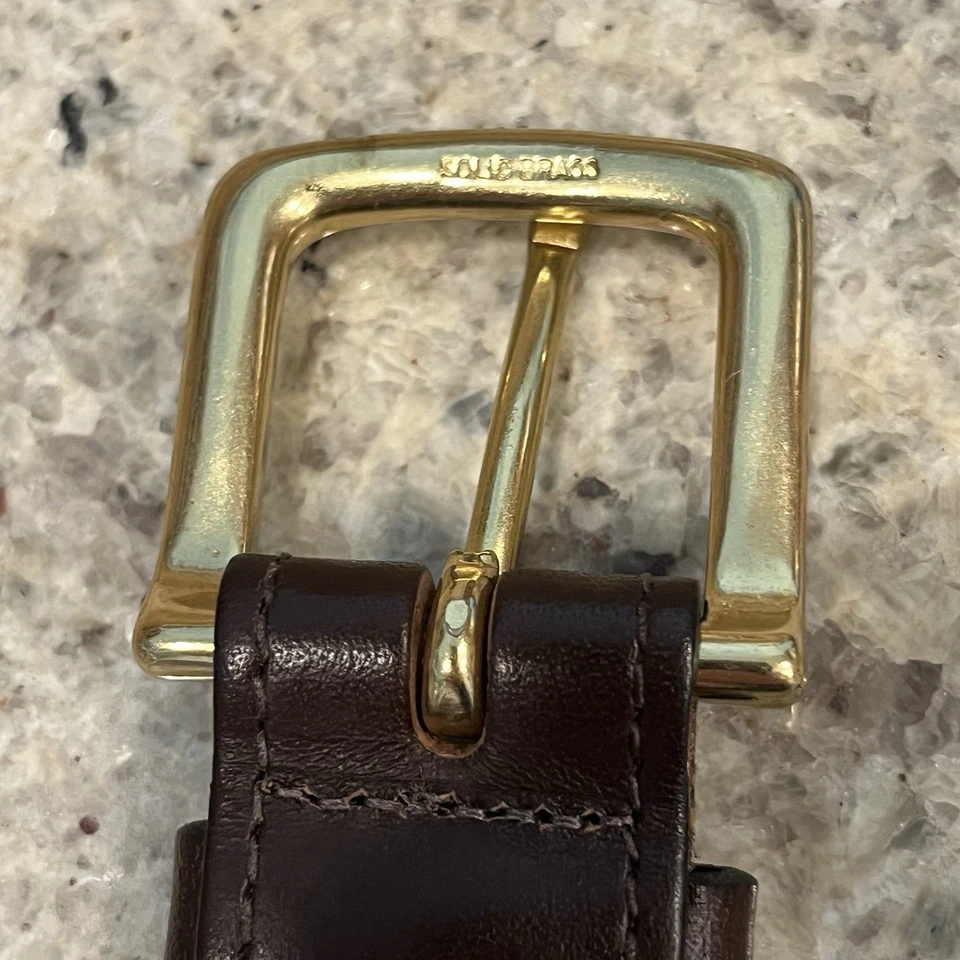 Cinturón Vineyard Vines Hombre 34 Bandera Americana Cinta Azul Algodón Tela Cuero Marrón Foto 4 de 4