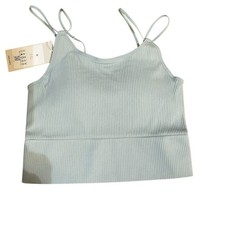NWT Halara Light Green Longline Sport Bra Cropped Tank Top Strap Medium