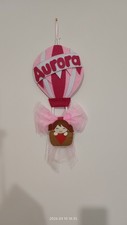 Fiocco Nascita Bimba Coccarda personalizzato Neonato Aurora Mongolfiera 