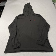 VINTAGE Polo Ralph Lauren Hoodie Mens XL Black Thin Lightweight Made USA 90s