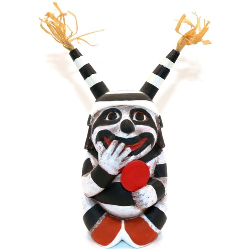 Vintage Signed Neil David Sr. Hopi Koshare Clown Kachina Wood Carving 5.75”
