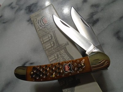 Robert Klaas Kissing Crane 2 Blade Copperhead Pocket Knife KC6214BR Jig Bone New