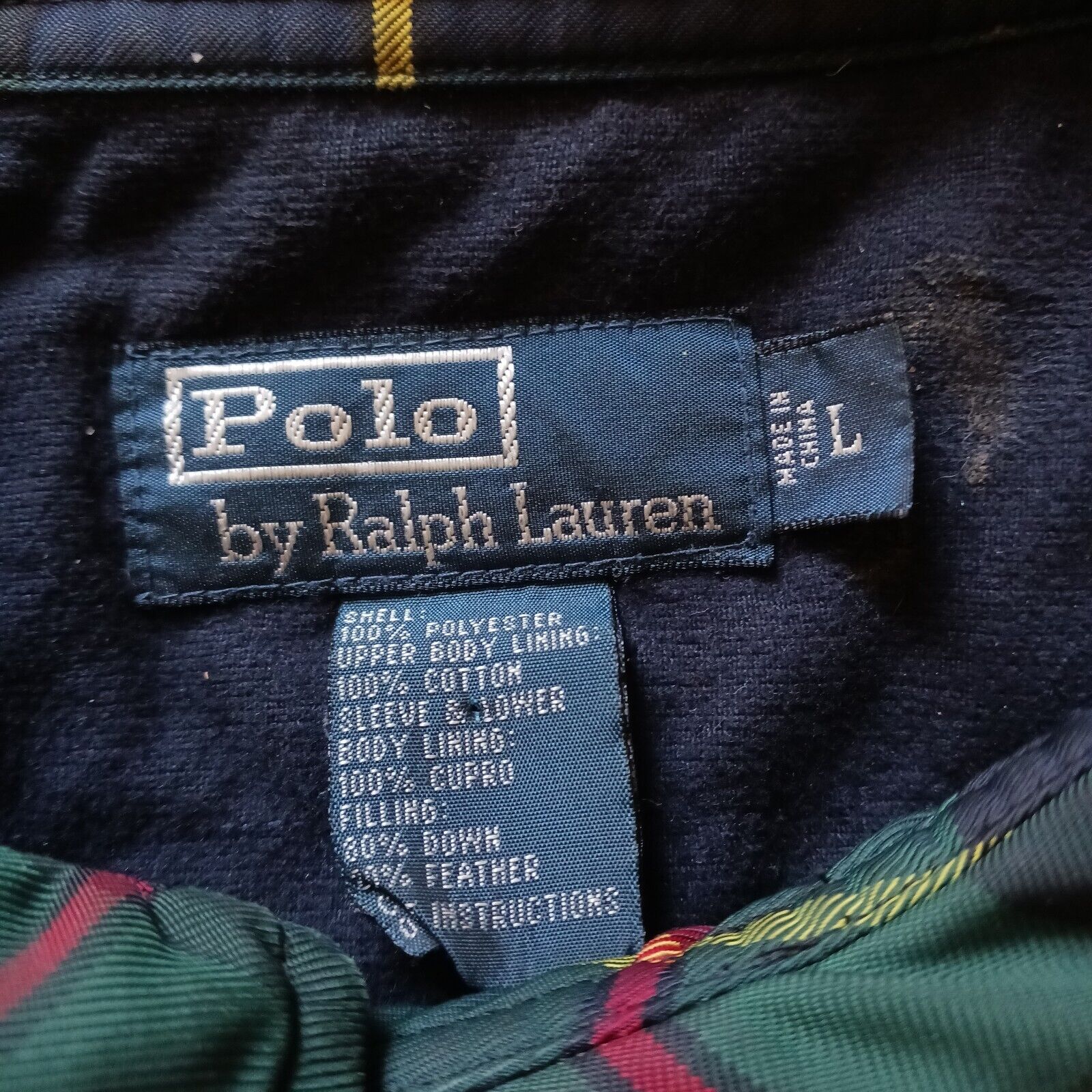 Polo Ralph Lauren Tartan Down Jacket Green Sz L - image 3