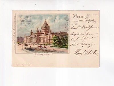 5651) Ansichtskarte GRUSS aus LEIPZIG REICHSGERICHT LITHO 1901 STEMPEL - Bild 1 von 2