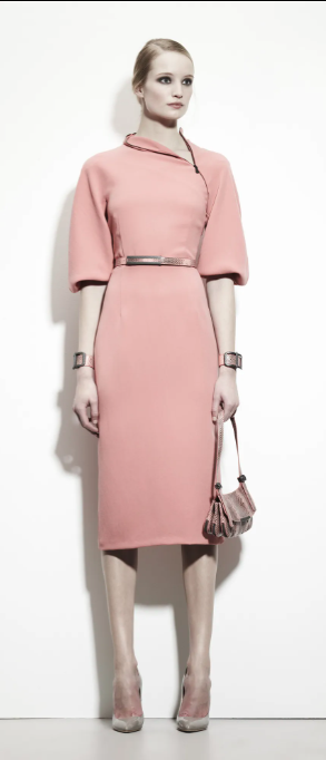 bottega veneta pink dress Bottega Veneta Midi Puff Sleeves Midi Dress