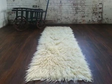 GREEK FLOKATI RUGS | SUPER THICK 3.5" SHAG PILE | OFF WHITE SHAGGY WOOL AREA RUG