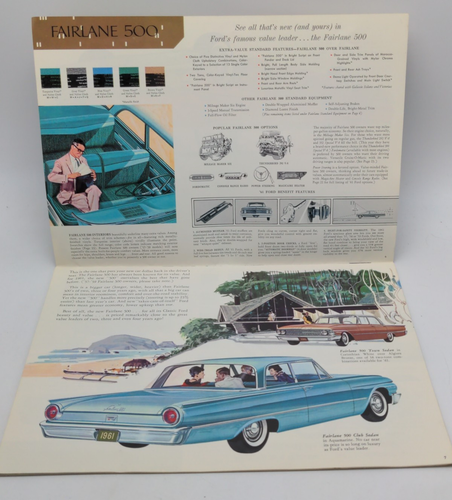 Original 1961 Ford Vtg Sales Brochure Fairlane Galaxie Starliner Sunliner - Picture 4 of 16