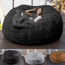 7ft Giant Bean Bag Cover Fluffy Faux Fur Sofa Bed Sac Beanbag Lounge Recliner