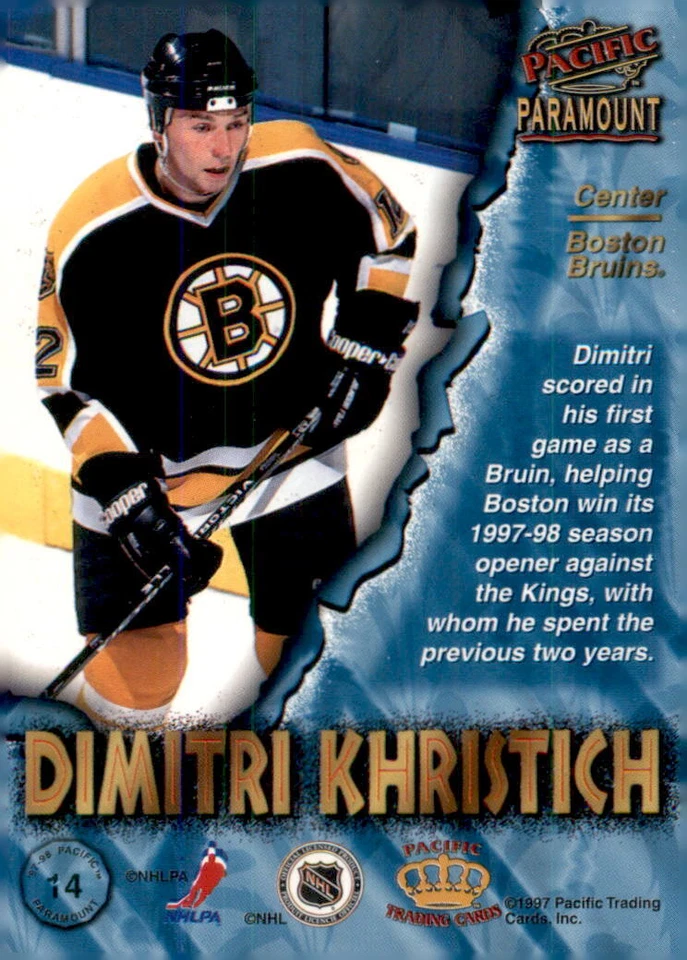 1997-98 Pacific Paramount #14 Dimitri Khristich Copper - Image 2 of 2