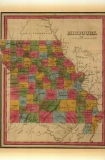 Map of Missouri by H.S. Tanner 1845, Counties, Rivers etc. MO -- MODERN Postcard