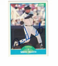 MIKE HEATH SIGNED IP 1989 SCORE #131 DETROIT TIGERS AUTO