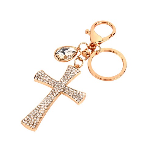 Cross Crystal Rhinestone Key Ring Charm Pendant Purse Bag Cute Keychain HighQ - Picture 2 of 12