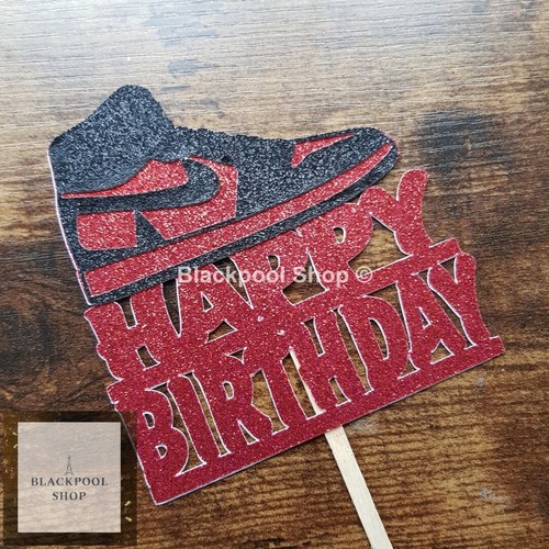 NIKE TRAINER BIRTHDAY CAKE TOPPER CHOOSE YOUR COLOUR GLITTER - 第 2/22 張圖片
