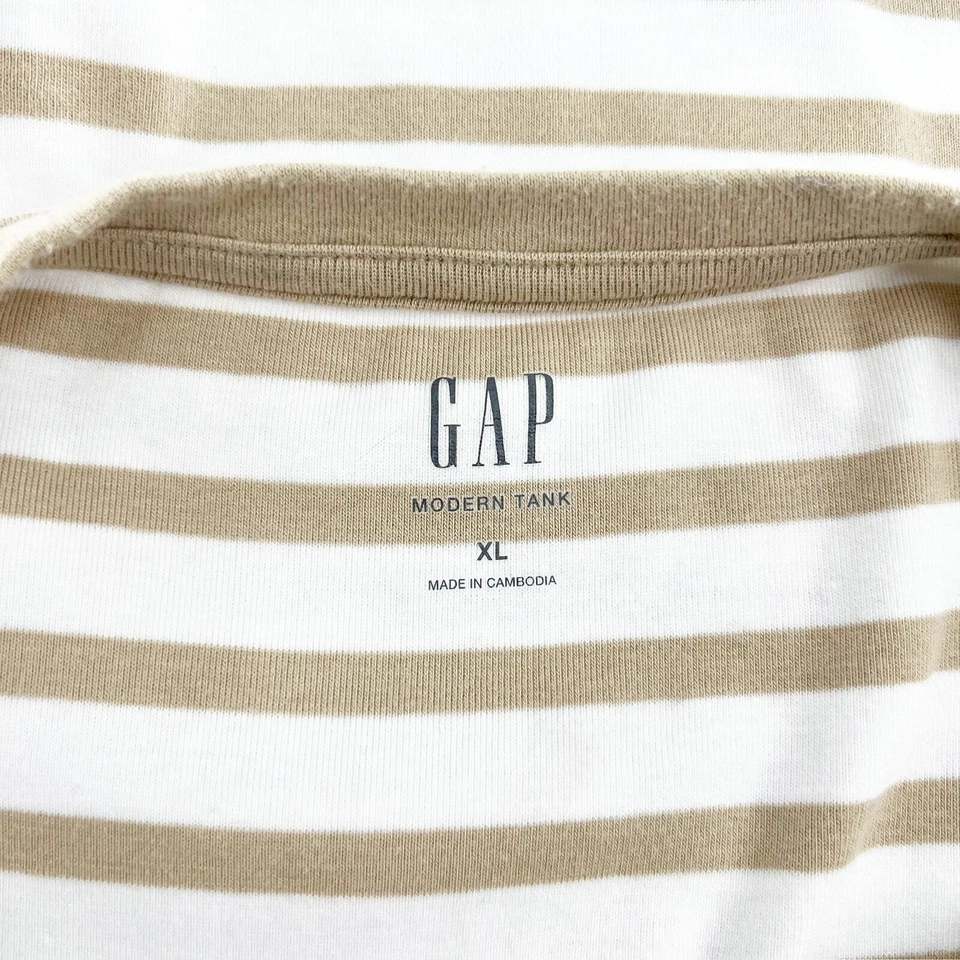 Gap Women's White Tan Striped Sleeveless Pullover Tank Top Size XL - Изображение 4 из 4