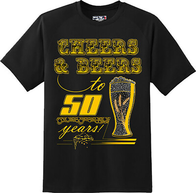 Funny Cheers And Beers to 50 Years Birthday T Shirt  New Graphic Tee 