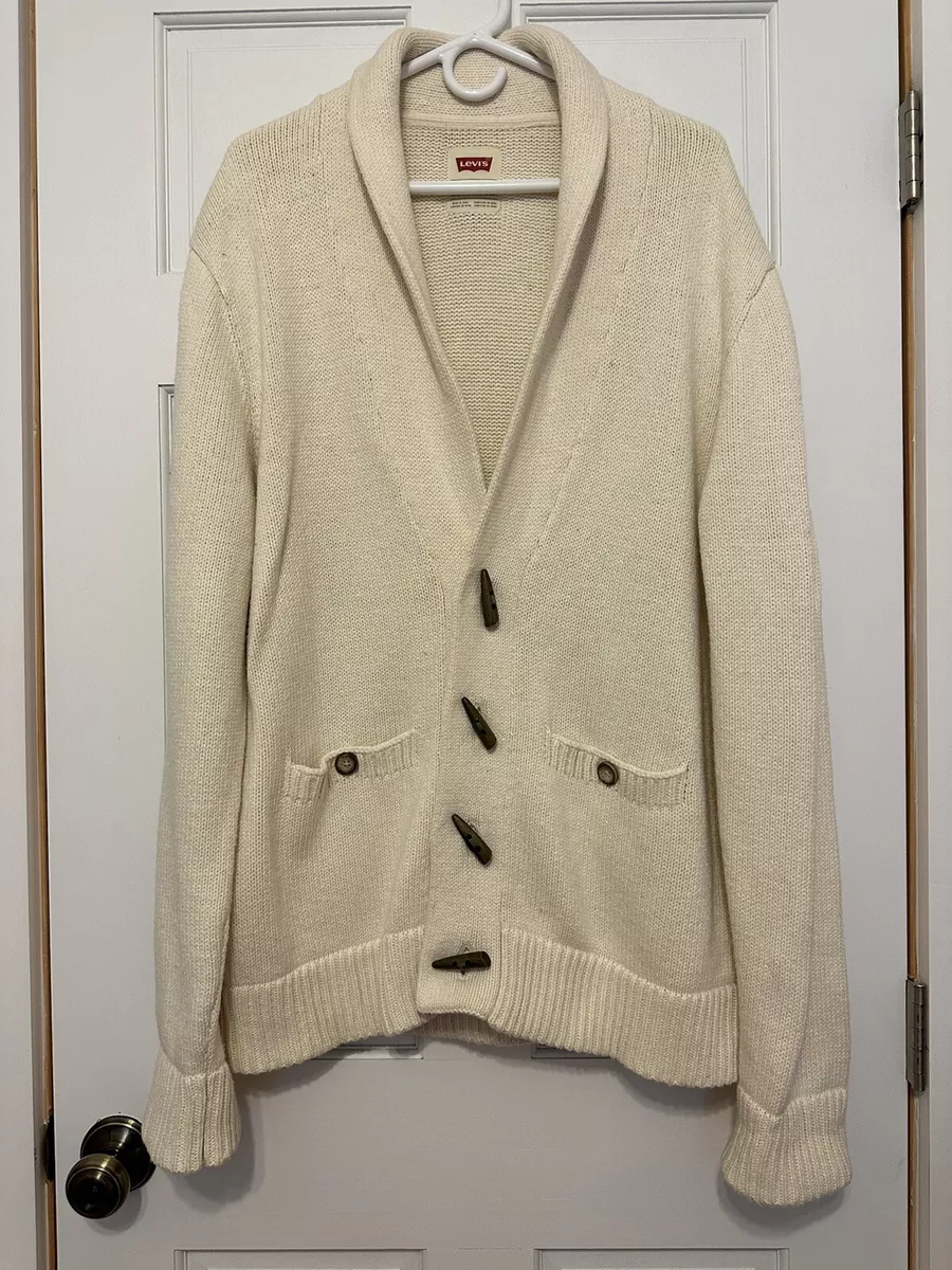 Levi s Men s Sweater Cream Ivory Shawl Collar Cardigan XXL TTG XXG 108