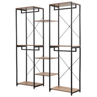 Woltu KleiderstäNder Kleiderschrank Mit Schuhregal Hell Eiche+Schwarz Sr0128Hei