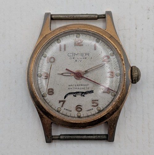 Vintage 30mm Cimier Del Luxe 3-V Waterproof Watch Non-Running For Parts
