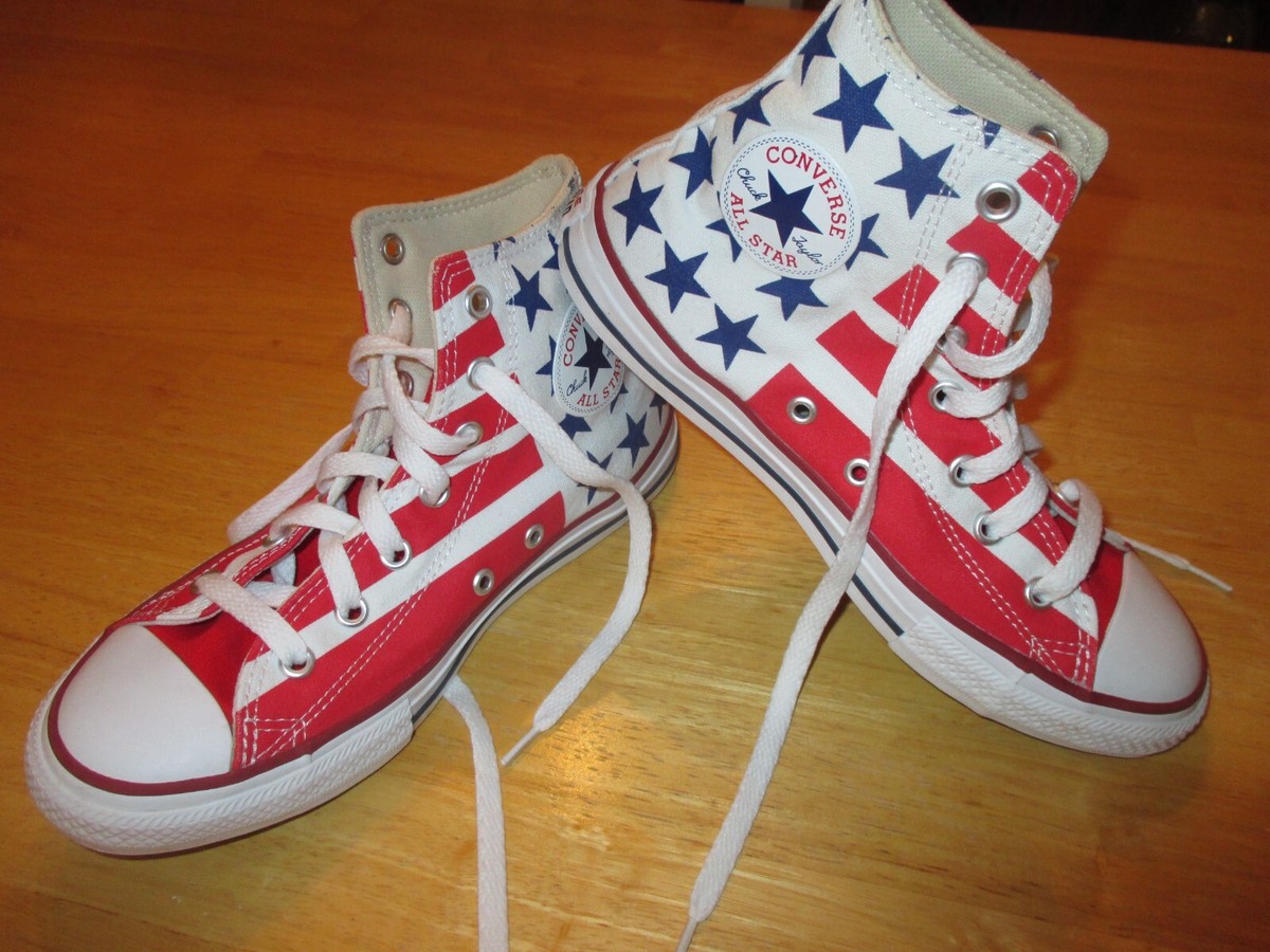 Converse Red White And Blue High Tops EUC Sz Junior Kids