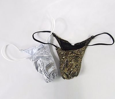 K208 FD Herren Micro Bikini String Taille glänzend metallic foliert