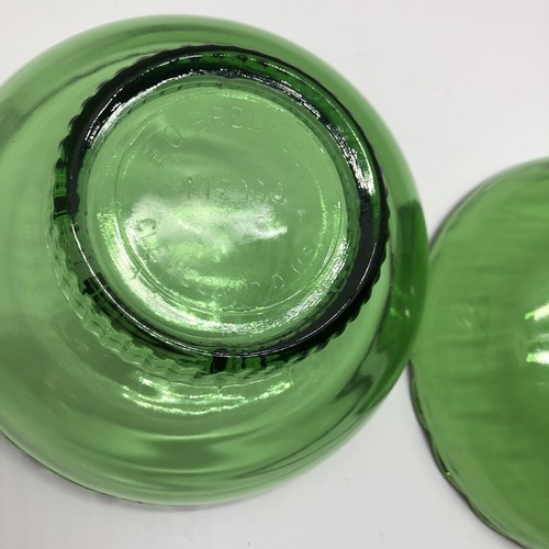 Mid Century E.O. Brody M2000 Green Glass Pedestal Bowl Flower Planter 2pc Set - Picture 4 of 12