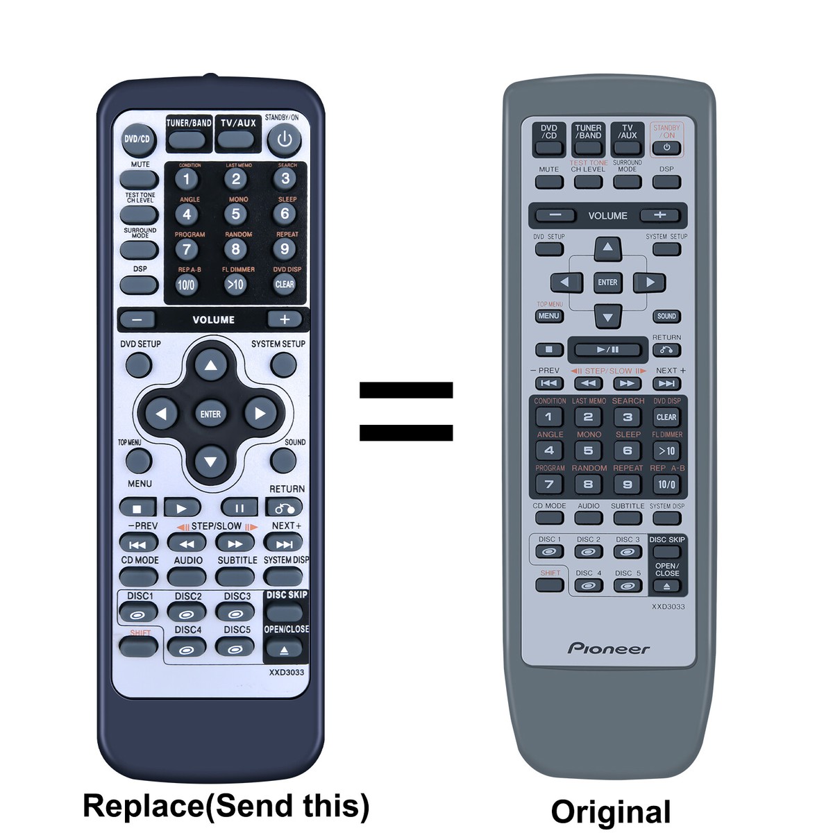 Pioneer LD/DVD/CDリモコン ジョグ & シャトル New XXD3033 Remote Control For Pioneer DVD CD Receiver S-HTD50 S