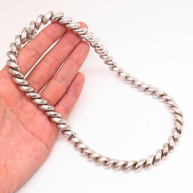 925 Sterling Silver San Marco Macaroni Chain Necklace 16" eBay