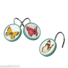 Essential Home Tahka Butterfly Shower Curtain  Hooks Set of 12