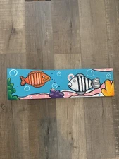 Colorful Outsider Folk Art Original Painting of Aquatic Animals Fish