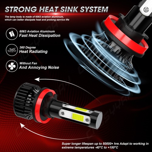 For Chevy Cruze 2016-2019 4pc 6000K LED Headlight High&Low Beam Bulbs Combo Kit - Picture 10 of 10