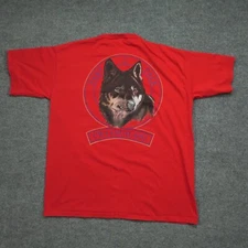 Vintage CWA T Shirt Mens 2XL Red Union Wolf Dog Communications Workers 90s
