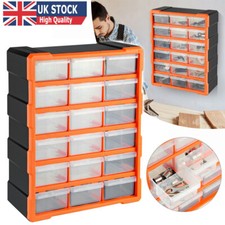 18 Multi Drawer Parts Organiser Wall Mount Storage Cabinet Tool Clear Plastic UK