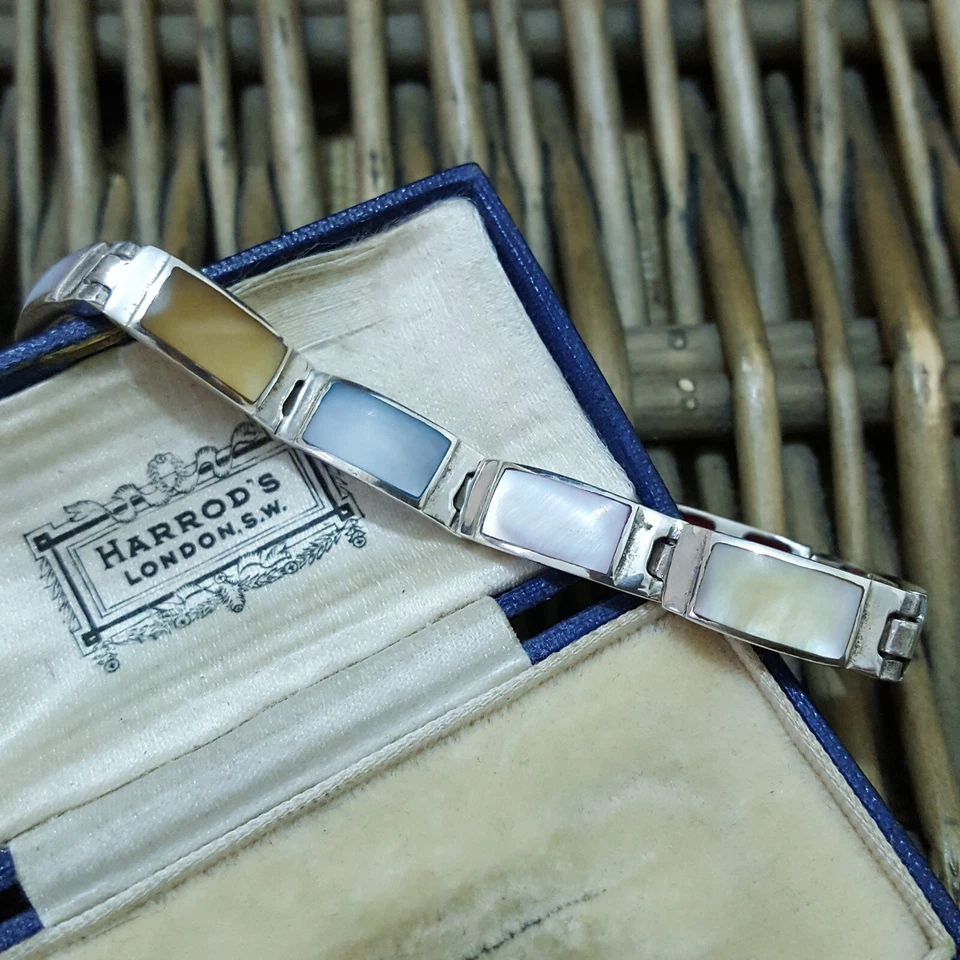 Pulsera Tenis Doblete Madreperla Vintage Plata de Ley 925, Madreperla Foto 4 de 4