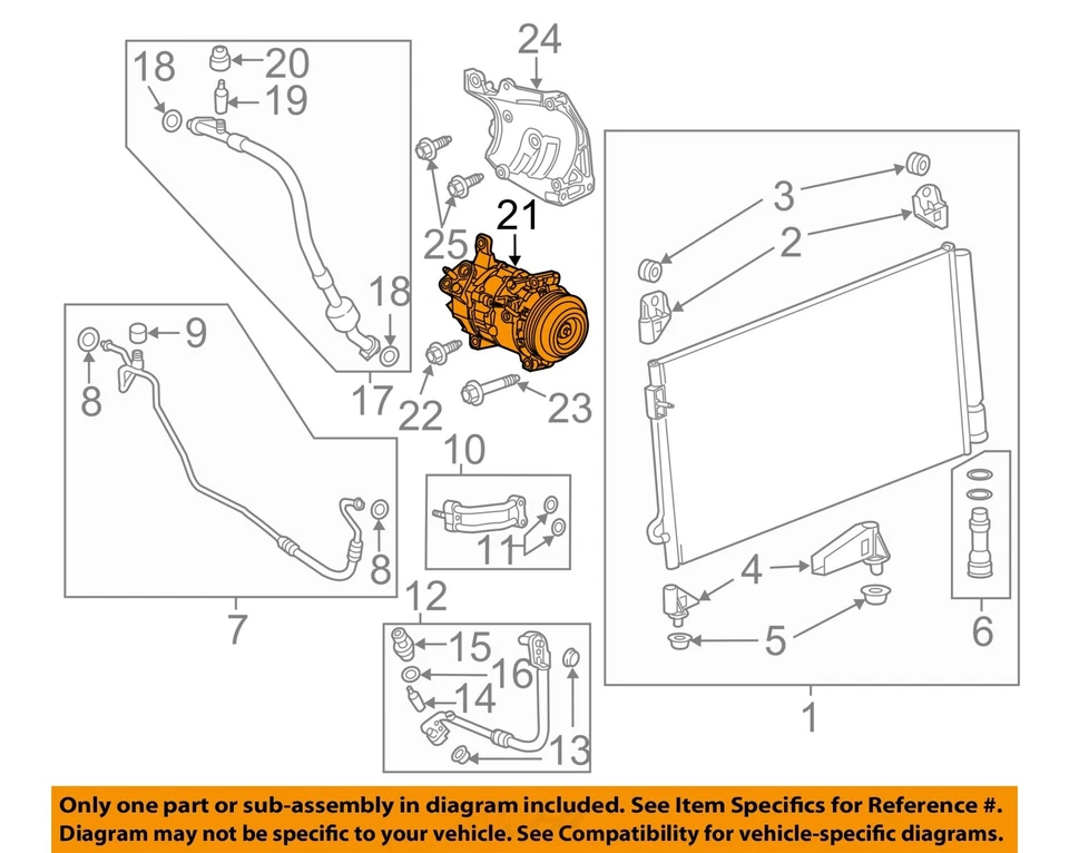 Compresor de aire acondicionado usado para: camioneta Chevrolet Silverado 2500 2017 6,0 grado B Foto 3 de 4
