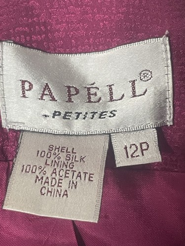 Conjunto de falda traje formal vintage Adrianna Papell 100 % seda fucsia 2 piezas talla 12P - Imagen 5 de 15