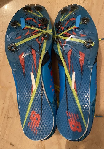 Mens New Balance 11.5D Running Course Shoes Spikes Middle Distance MMD500B2 Blue - Picture 4 of 5