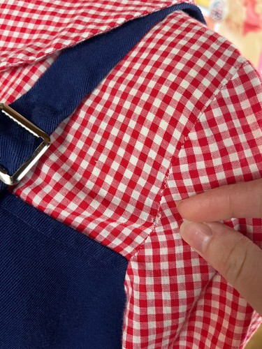 Vintage 60s-70s Pied Piper Blue Red Gingham Long Sleeve Romper Womens Retro - Picture 11 of 16