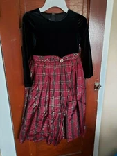 JESSICA MCCLINTOCK Girl's 6 Black Red Plaid Long Sleeve Dress 