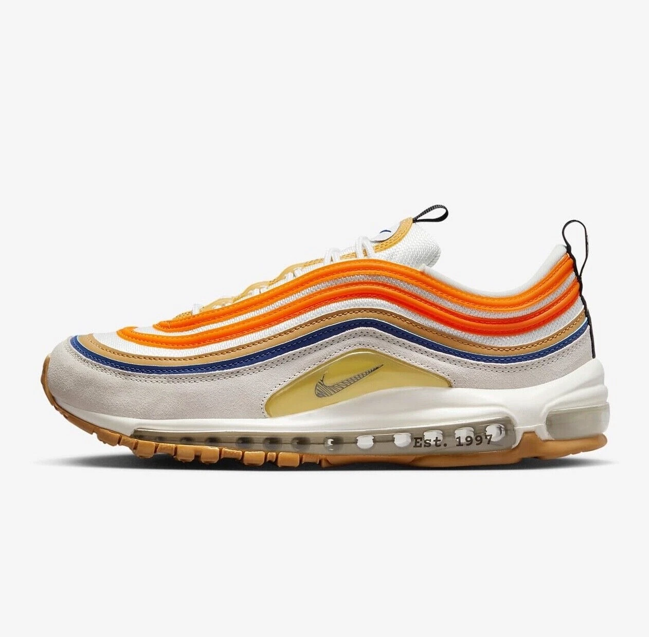 Genuine Nike Air Max 97 SE ( Men All Sizes: UK 8 & 8.5 ) White / Safety Orange